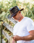 Bison | Mens Bison Leather Packable Outback Hat