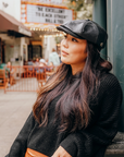 Bourbon St | Womens Black Leather Cap