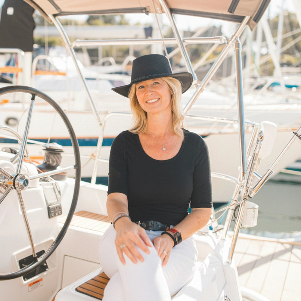 Cabana | Womens Black Wide Brim Sun Hat – American Hat Makers display picture 1