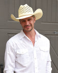Cal | Mens Vented Crown Woven Bangora Straw Cowboy Hat