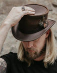 Marlow LT | Mens Leather Top Hat with LT Hat Band