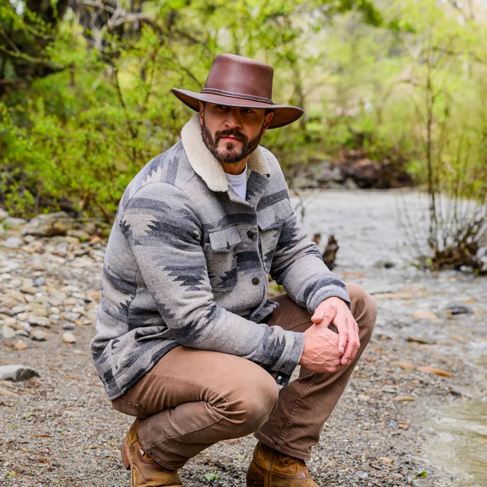 Midnight Rider | Mens Chestnut Leather Outback Hat – American Hat Midnight Rider | Mens Chestnut Leather Outback Hat – American Hat