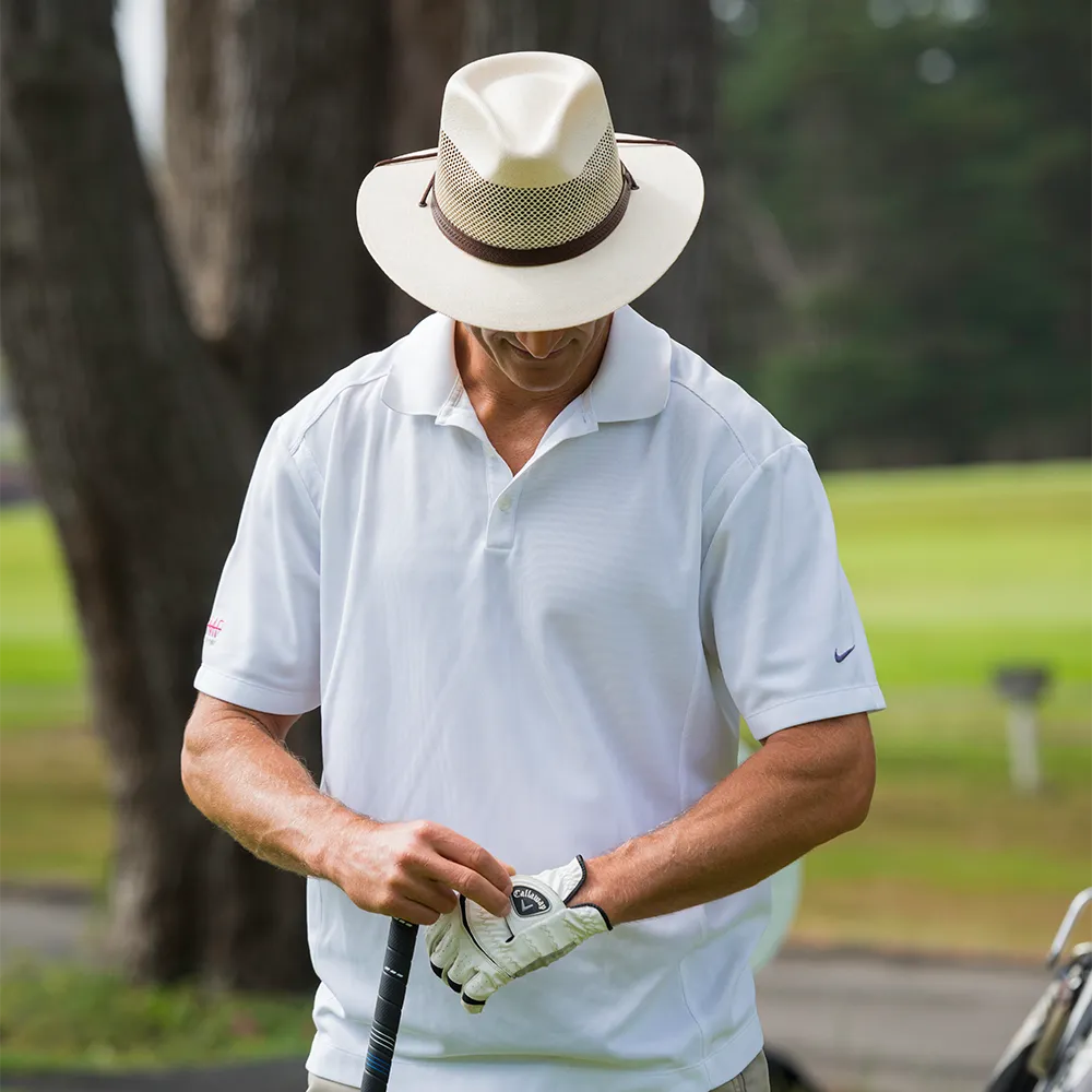 NEW AMERICAN HAT MAKERS safari vented straw fedora hat in milan cream Wholesale Safari Vented Straw Fedora Hat - Style Milan for  main image 3