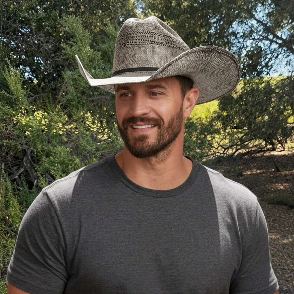 Moonwalk | Mens Gray Bangora Straw Cowboy Hat – American Hat Makers