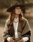 Rancher | Womens Brown Wide Brim Felt Fedora Hat