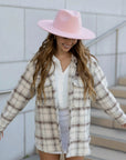 Rancher | Womens Cotton Candy Pink Wide Brim Felt Fedora Hat
