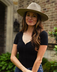 Rancher | Womens Dirty Mushroom Wide Brim Felt Fedora Hat