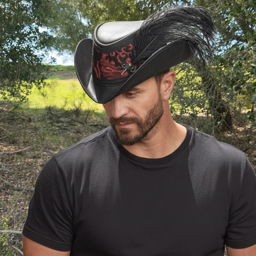 Reversible Ren | Mens Leather Festival Hat – American Hat Makers display picture 1