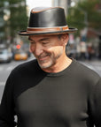 Rocky | Mens Leather Fedora Hat