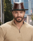 Rocky | Mens Leather Fedora Hat