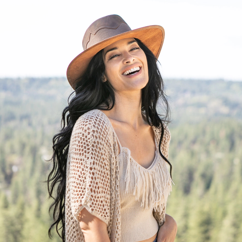 Sirocco | Womens Copper Wide Brim Sun Hat – American Hat Makers display picture 1