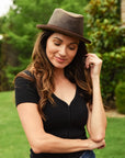Soho | Womens Trilby Leather Fedora Hat