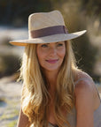 Sorrento | Womens Woven Bao Straw Teardrop Fedora Hat