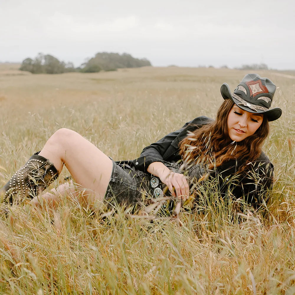 Vaquera スタッズベレー帽 Storm | Womens Leather and Rattlesnake Cowgirl Hat – American Hat