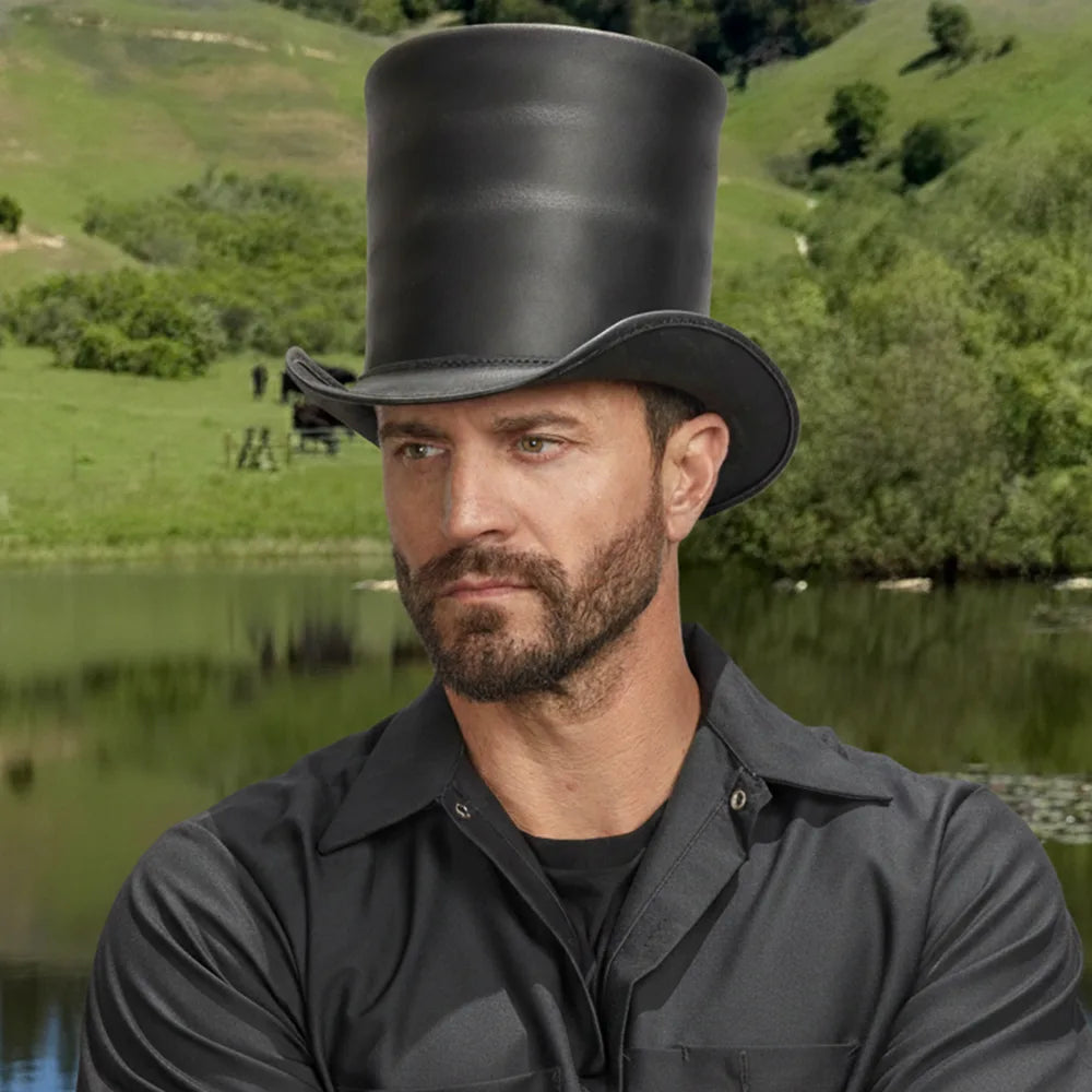 Stovepiper | Mens Leather Stovepipe Top Hat – American Hat  display picture 1