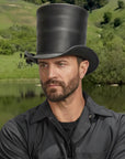 Stovepiper | Mens Leather Stovepipe Top Hat