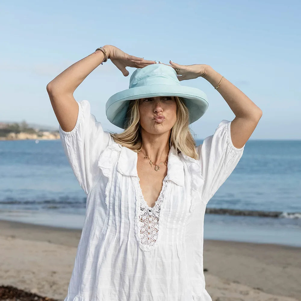 ladies dress hat American Makers Women's Sunny Cotton Sun Bucket Hat in Aqua The interior measures approximately Remember this little number? Color:Deep Red pink blazer