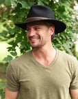 Zion | Mens Black Crushable Wool Felt Outback Hat