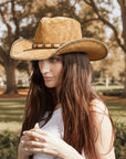 Ambush | Womens Leather Outback Hat with Bead Trim