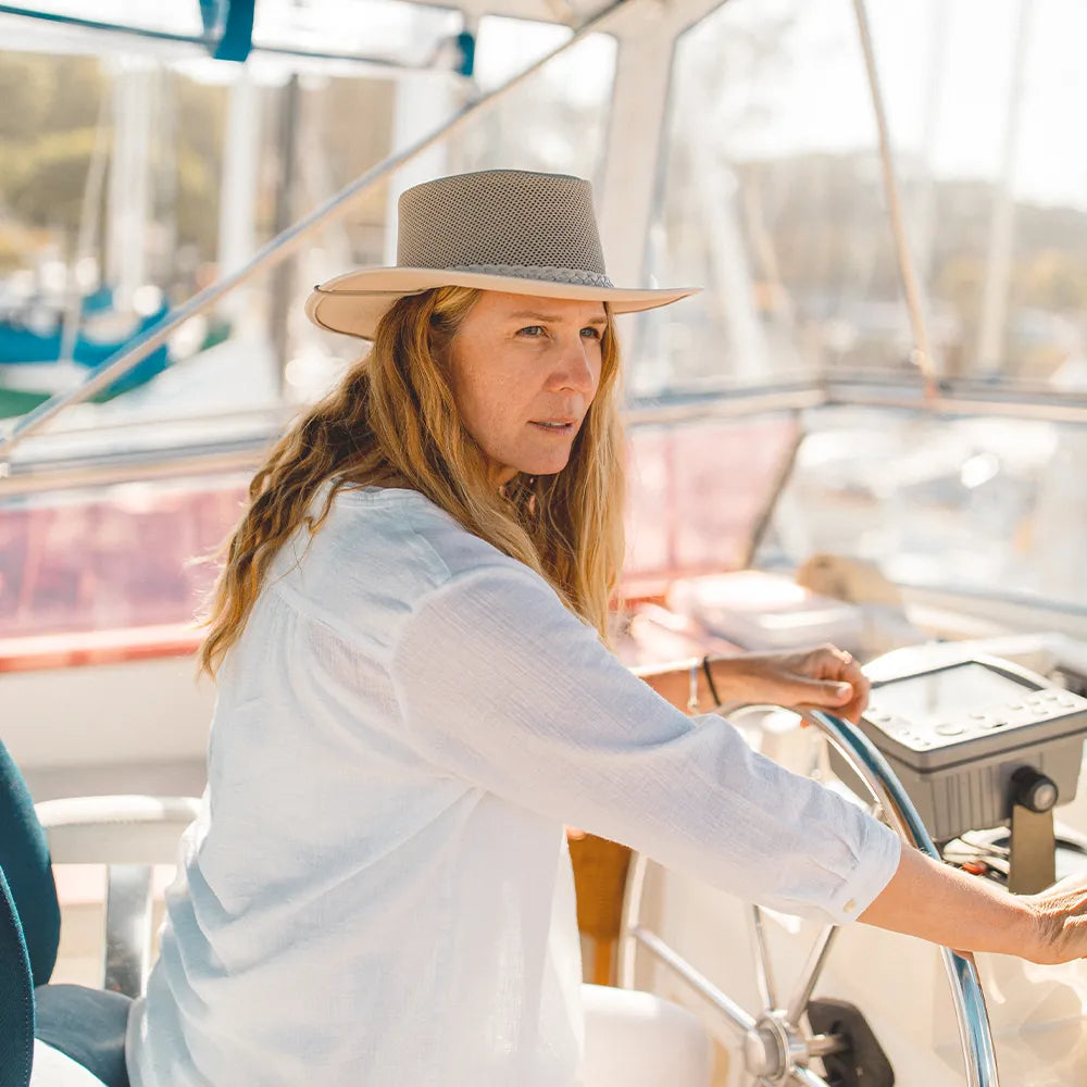 Breeze | Womens Latte Suede Wide Brim Sun Hat – American Hat  display picture 3