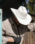 Cal | Mens Vented Crown Woven Bangora Straw Cowboy Hat