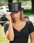 El Dorado Eye | Womens Black Leather Top Hat with Eye Hat Band