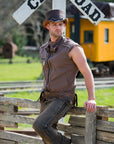 El Dorado SR2 | Mens Brown Leather Top Hat with SR2 Hat Band