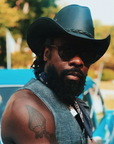 Hollywood Black | Mens Black Leather Cowboy Hat