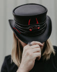 Marlow Lil Evil | Mens Leather Top Hat with Lil Evil Hat Band