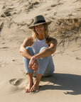 Nero | Womens Two-Tone Woven Straw Fedora Hat