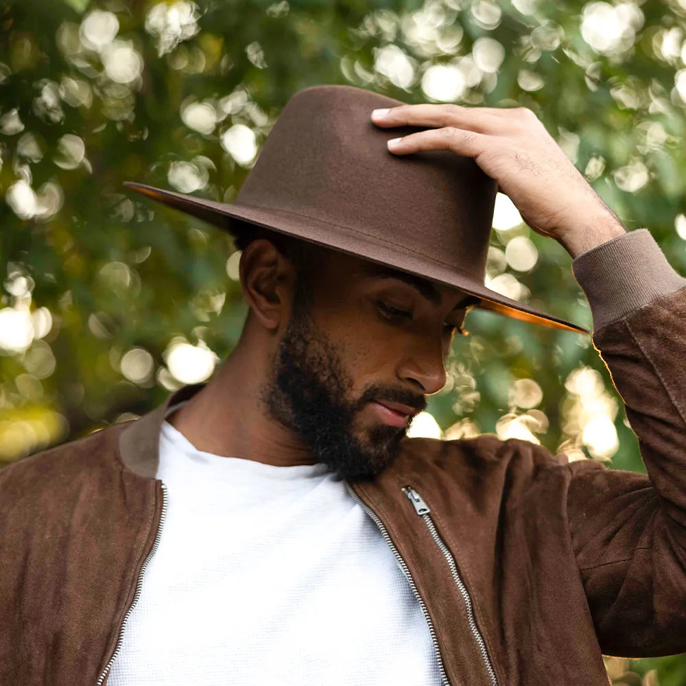 Rancher | Mens Wide Brim Felt Fedora Hat
