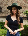 Rancher | Womens Olive Wide Brim Felt Fedora Hat
