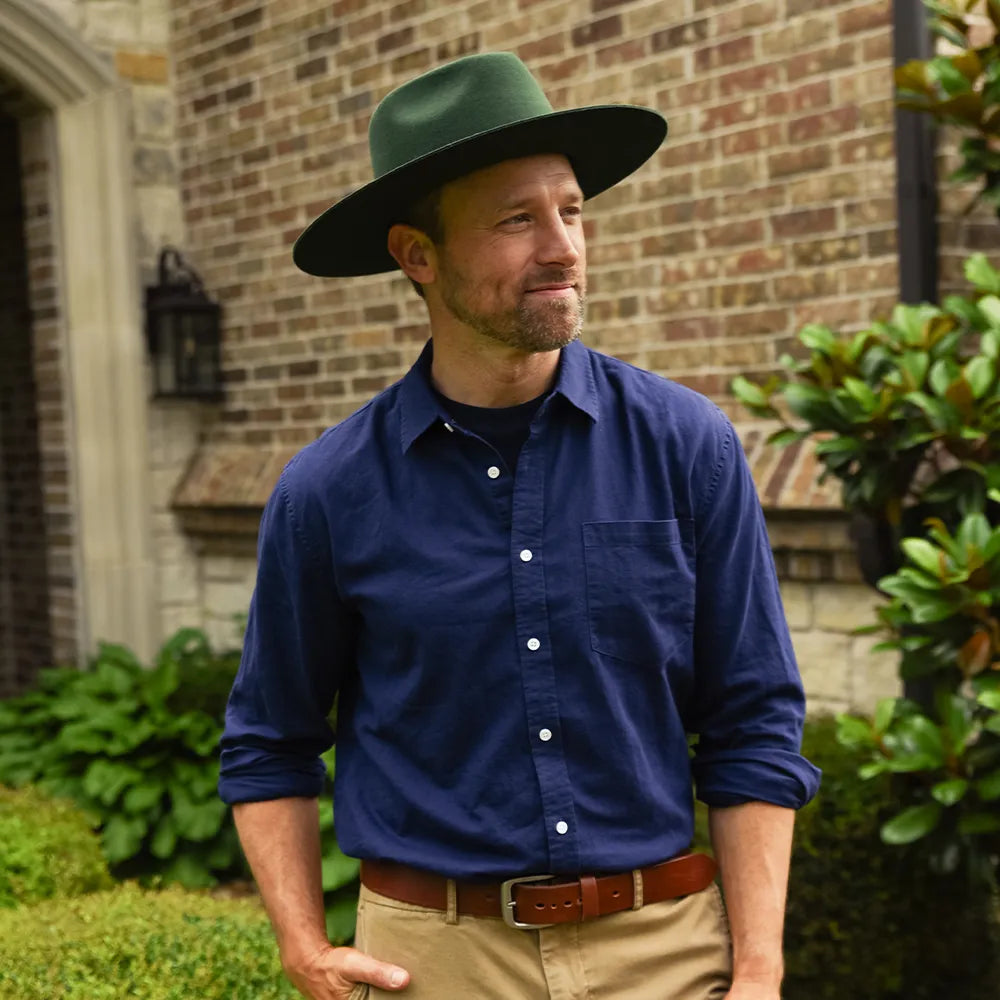 Rancher | Mens Olive Wide Brim Felt Fedora Hat – American  display picture 1