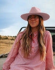 Rancher | Womens Soft Pink Wide Brim Felt Fedora Hat