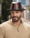 Rocky | Mens Leather Fedora Hat