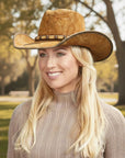 Ambush | Womens Leather Outback Hat with Bead Trim