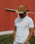 Ambush | Mens Leather Outback Hat with Bead Trim