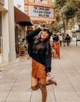Bourbon St | Womens Black Leather Cap