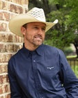 Cal | Mens Vented Crown Woven Bangora Straw Cowboy Hat