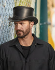 El Dorado Eye | Mens Black Leather Top Hat with Eye Hat Band