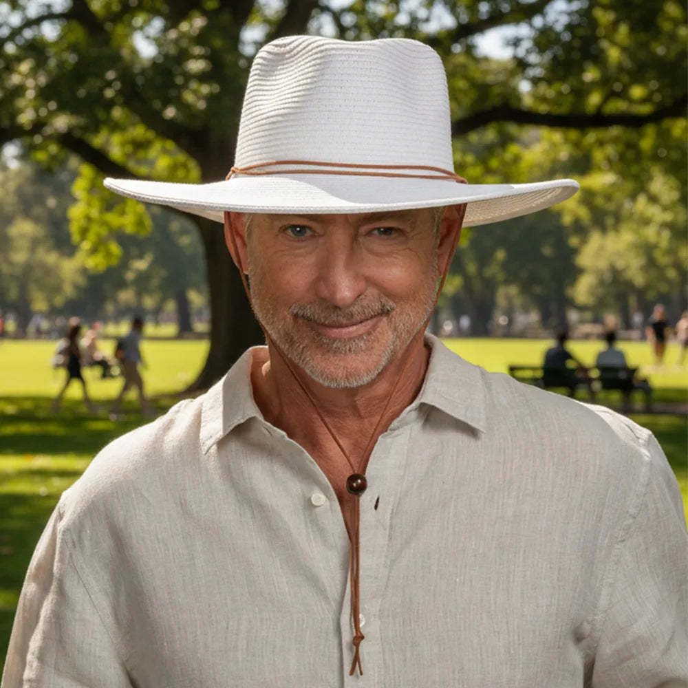 American Hat Makers Felix Fedora Hats for Women & Men – Straw Hat – Sun Hat for Men & Women White