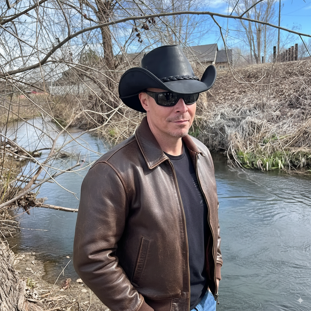 Hollywood Black | Mens Black Leather Cowboy Hat