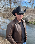 Hollywood Black | Mens Black Leather Cowboy Hat