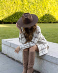 Rancher | Womens Brown Wide Brim Felt Fedora Hat