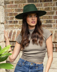 Rancher | Womens Olive Wide Brim Felt Fedora Hat