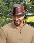 Rocky | Mens Leather Fedora Hat