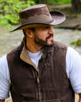 Stampede | Mens Cowhide Leather Cowboy Hat with Mesh Sides