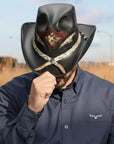 Storm Black | Mens Leather and Rattlesnake Black Cowboy Hat