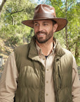 Unforgiven | Mens Wide Brim Bison Leather Outback Hat