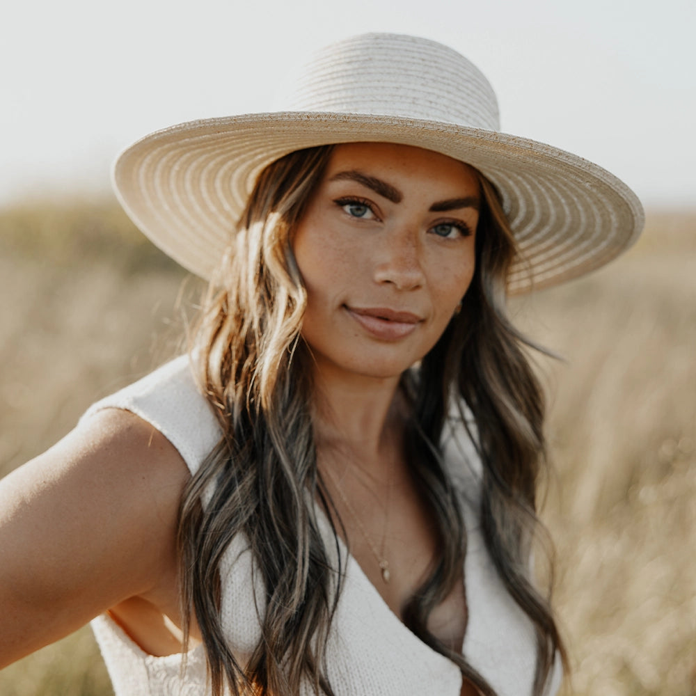 Capri | Womens Ivory Wide Brim Straw Sun Hat – American Hat Makers